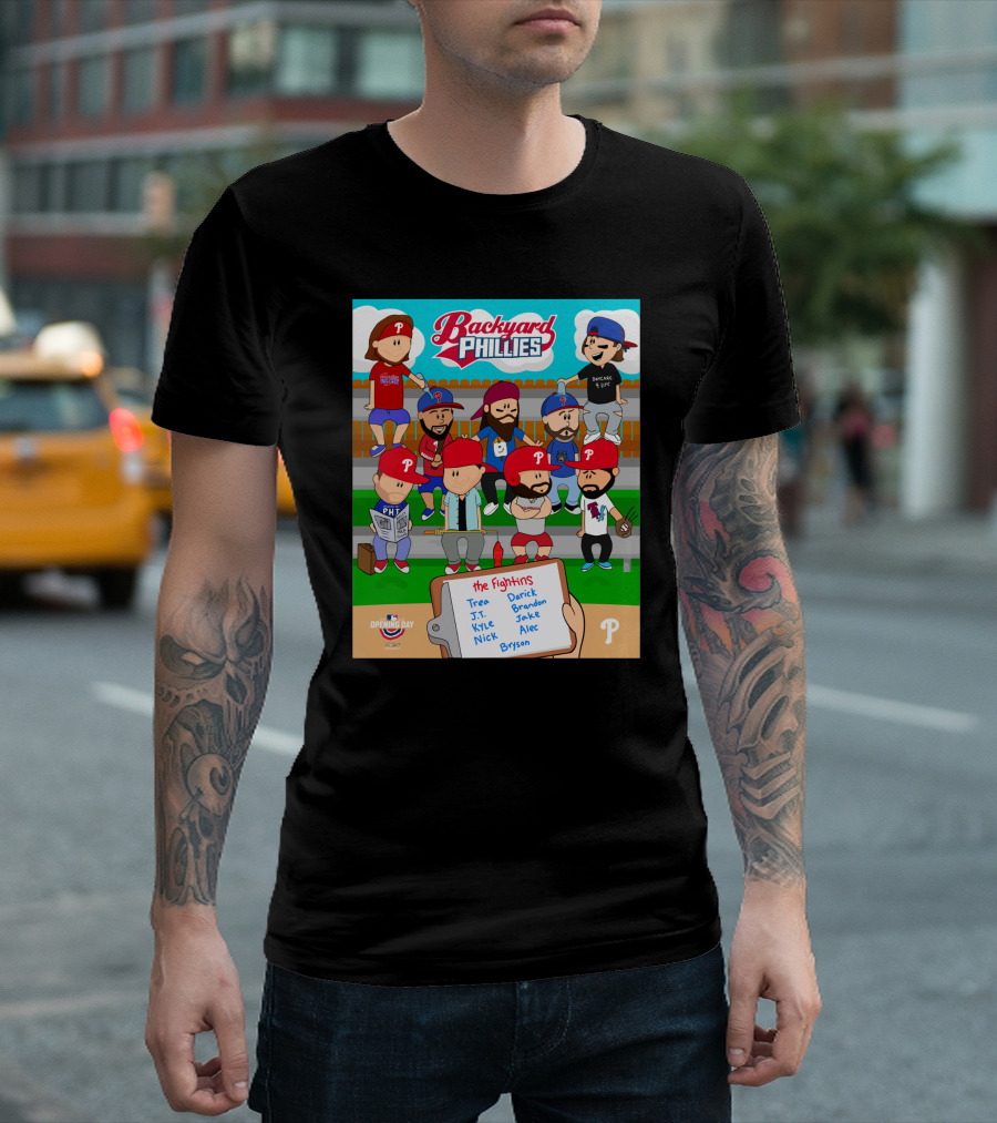 Backyard Phillies Opening Day Fightins Team Names Player Icons T-Shirt