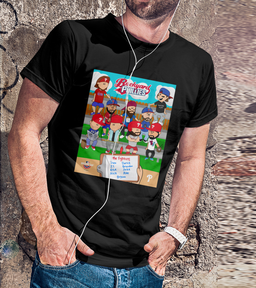 Backyard Phillies Opening Day Fightins Team Names Player Icons T-Shirt