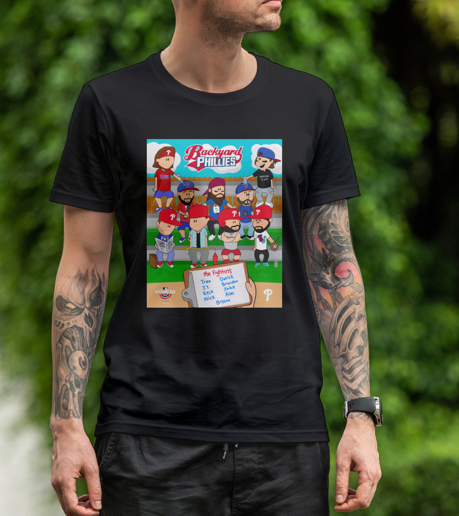 Backyard Phillies Opening Day Fightins Team Names Player Icons T-Shirt