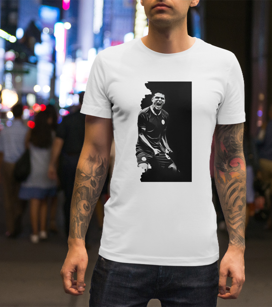 The Byline Show O Monstro Football Player Celebration Monochrome T-Shirt