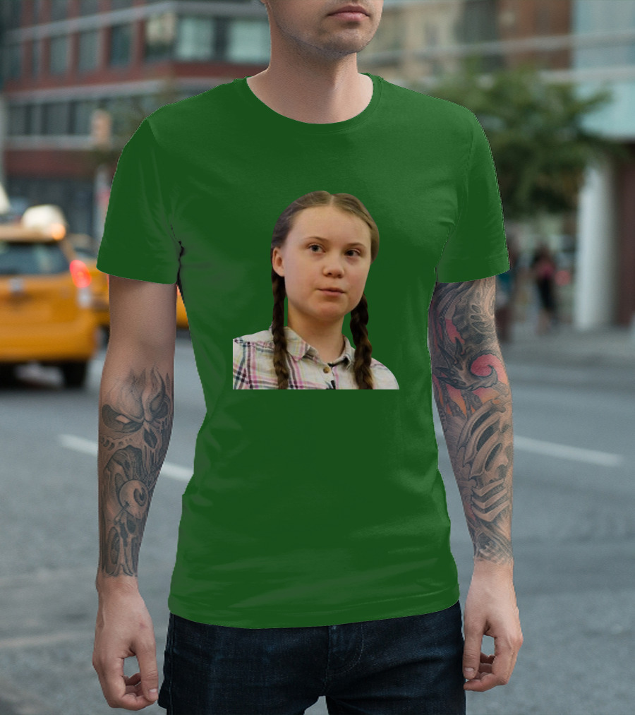 Greta’s Face Green Background T-Shirt