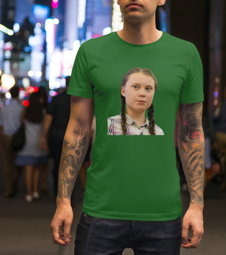 Greta’s Face Green Background T-Shirt