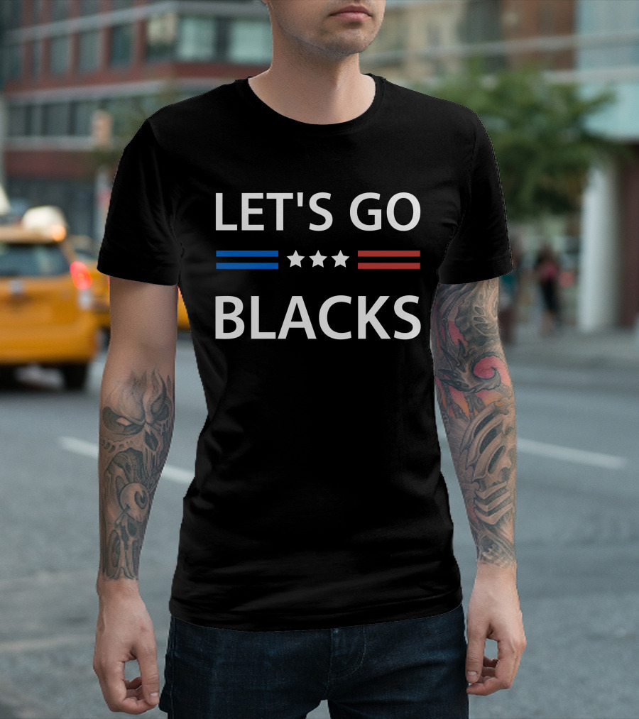 LET'S GO BLACKS Stars Blue Red Stripes T-Shirt