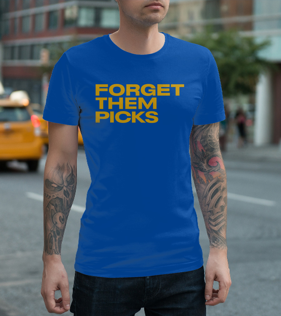 Forget Them Picks Bold Blue and Yellow T-Shirt