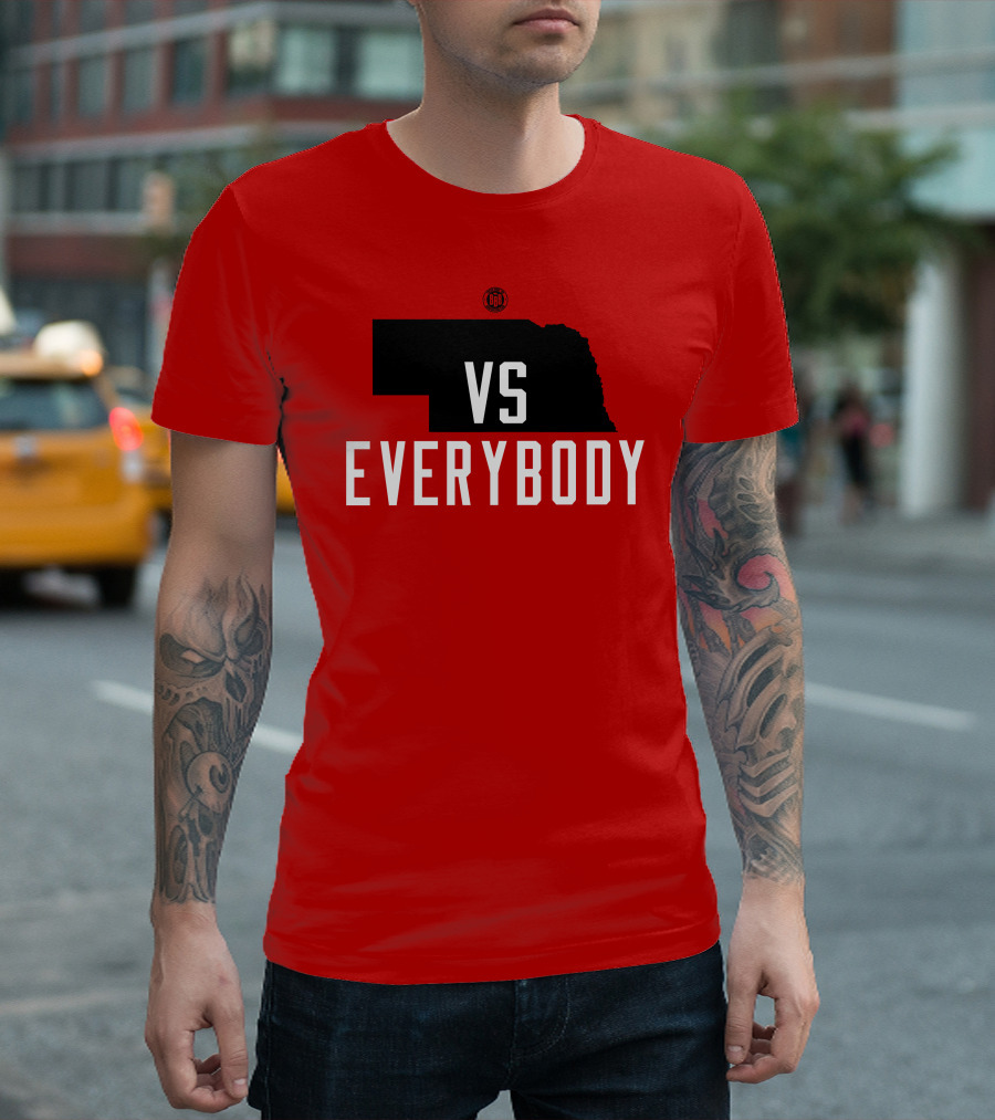 Nebraska Vs Everybody Red and Black State T-Shirt