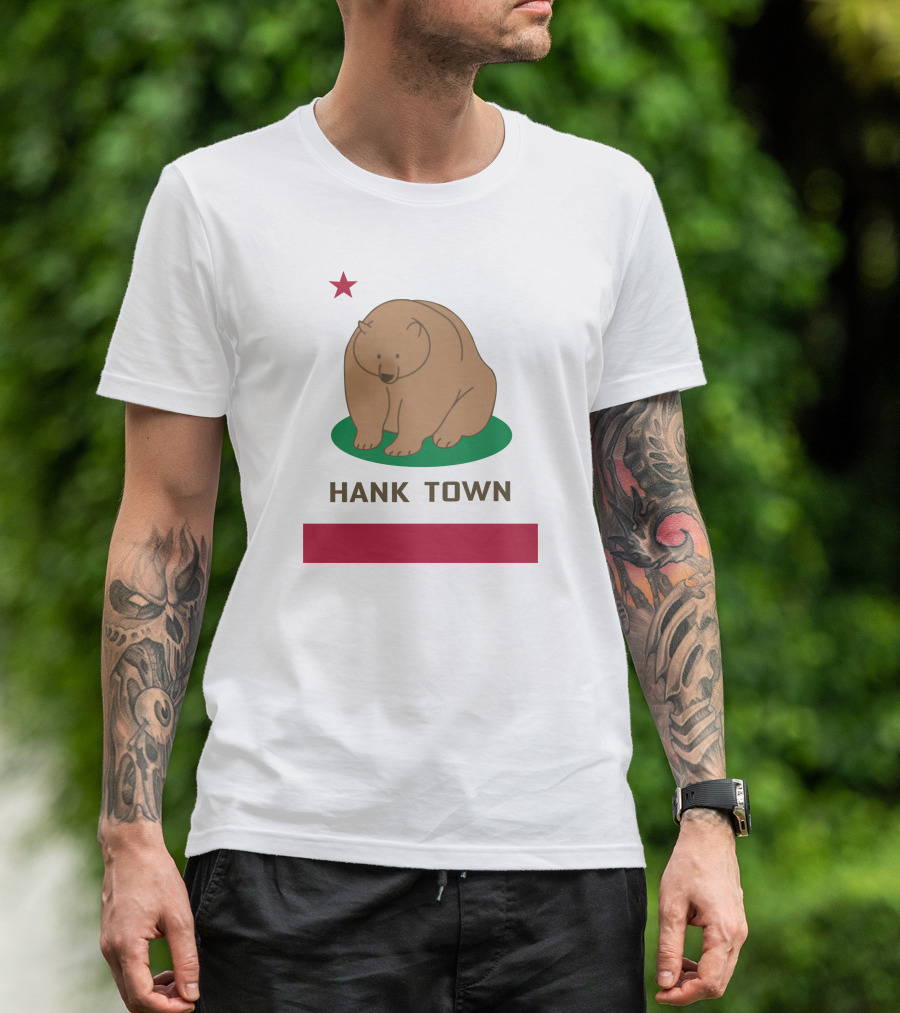 Hank Town California Bear Star Green Brown Red T-Shirt