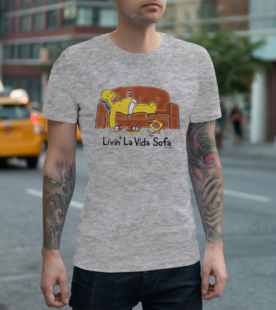 Livin La Vida Sofa Lazy Relaxation Snacks Couch Day T-Shirt