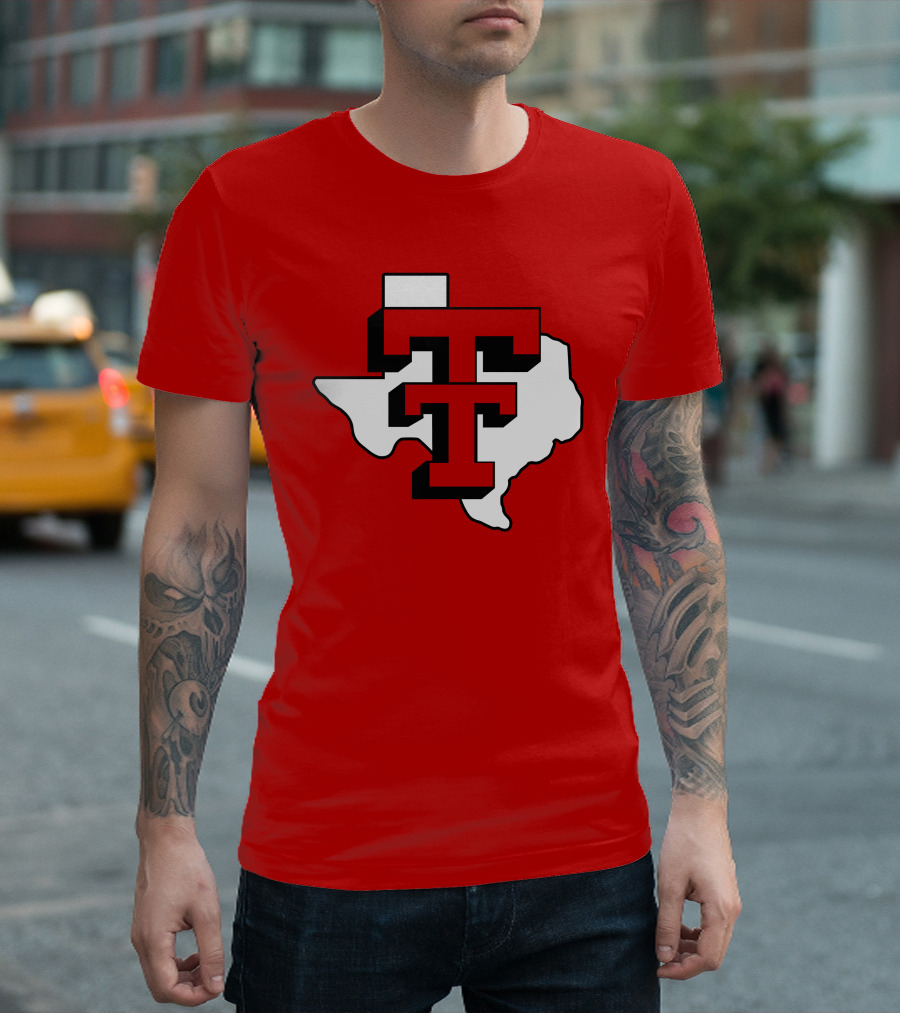 Texas Tech Red Raiders Double T Texas Outline T-Shirt