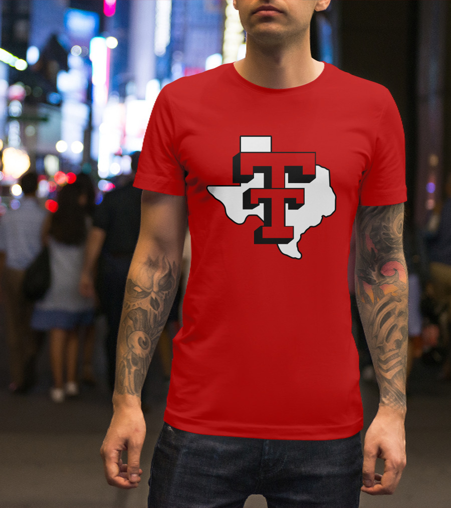 Texas Tech Red Raiders Double T Texas Outline T-Shirt