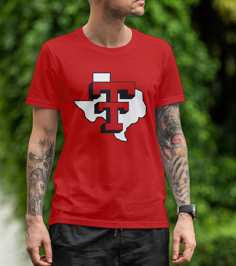 Texas Tech Red Raiders Double T Texas Outline T-Shirt