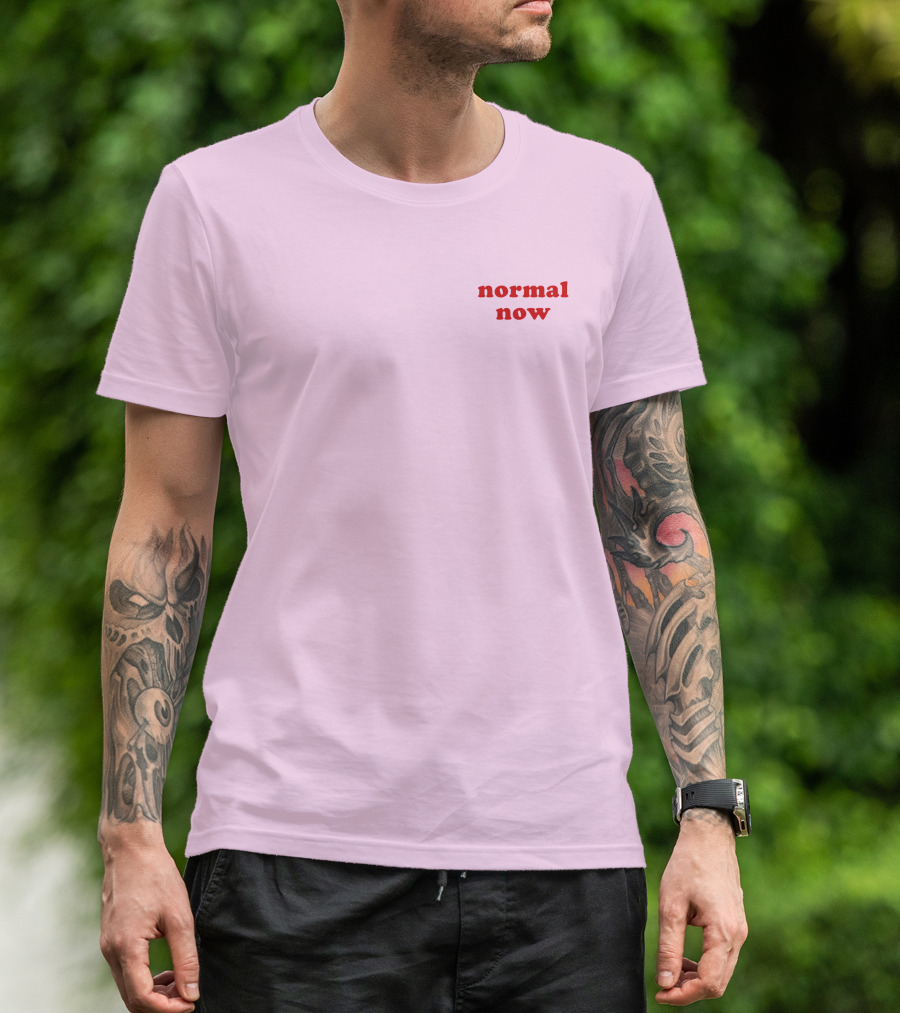 Normal Now Text Red On Light Pink T-Shirt