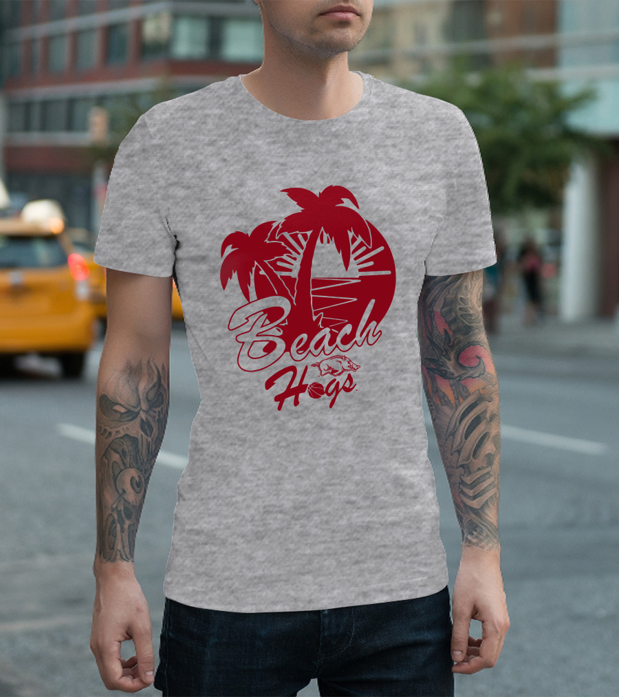 Tampa Bound Beach Hogs Pig Logo Palms and Sunset T-Shirt