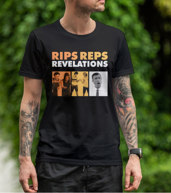 Rips Reps Revelations Classic Comedy Flexing Surprised Expression T-Shirt