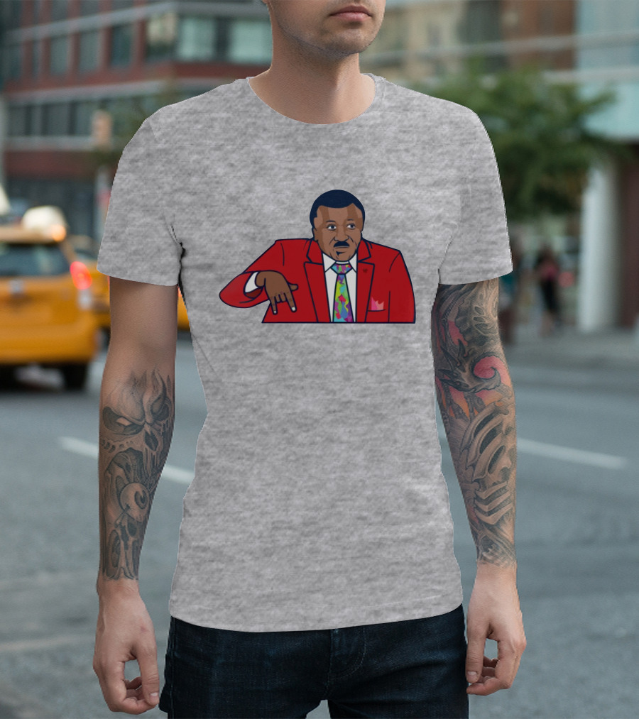Basketball Analyst Fashion Red Suit Icon Horns Down Gesture T-Shirt