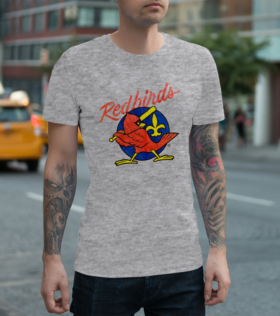 Redbirds Vintage Throwback Blue Circle Fleur-de-Lis T-Shirt