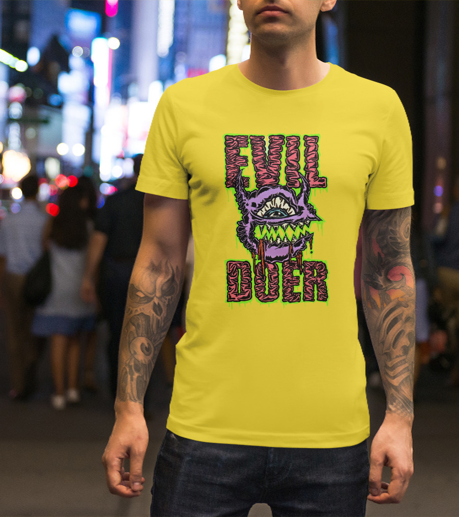 Evil Doer Monster Eye With Sharp Teeth And Horns T-Shirt