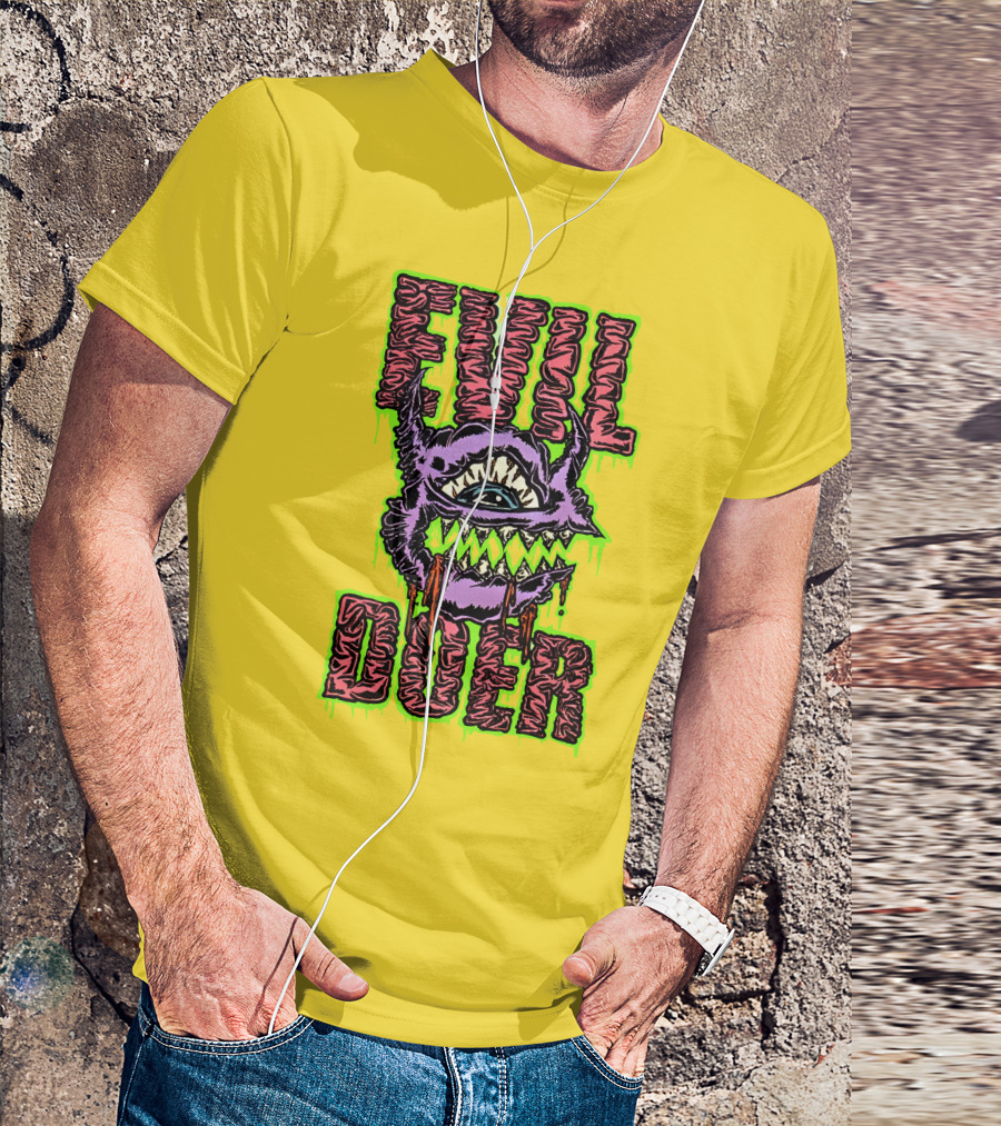 Evil Doer Monster Eye With Sharp Teeth And Horns T-Shirt