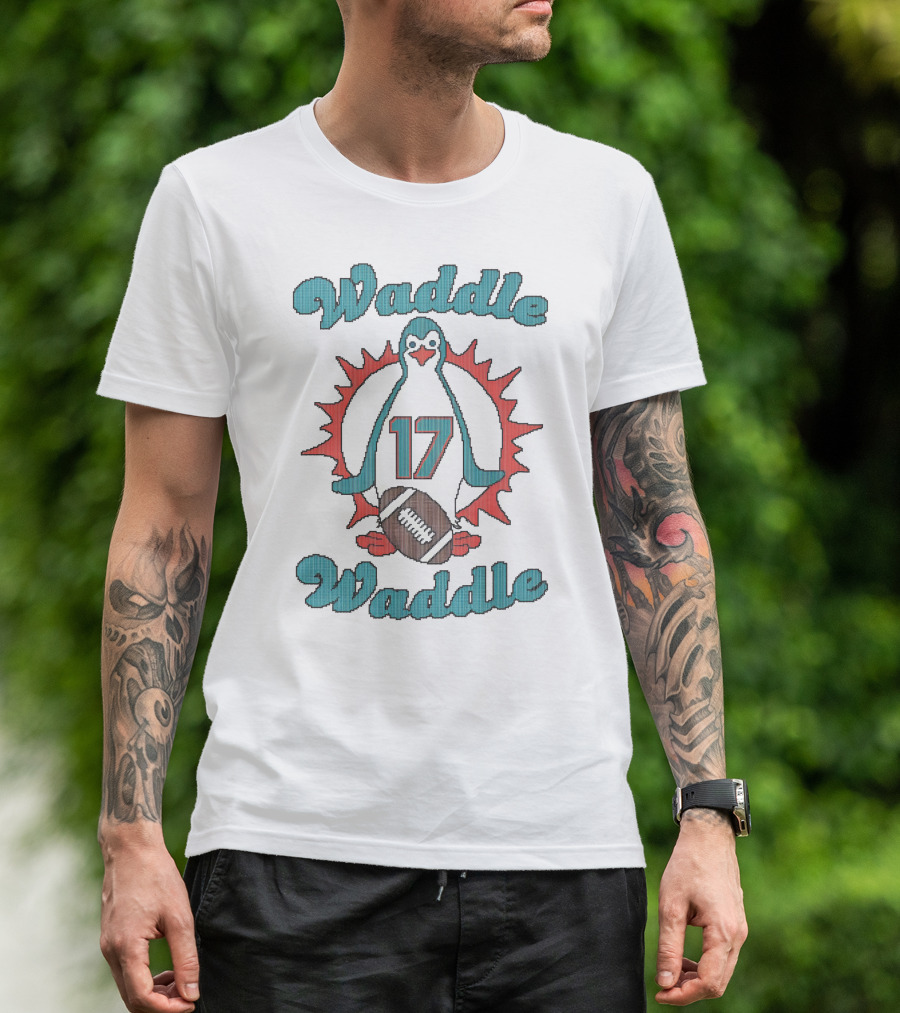 Waddle Waddle Penguin 17 Football Miami Dolphins T-Shirt