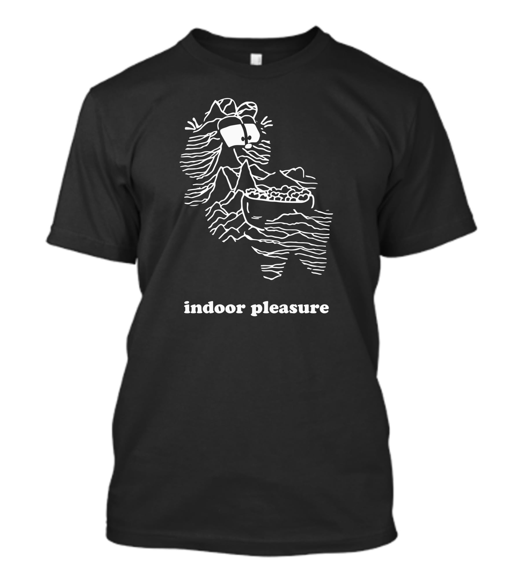 Indoor Pleasure Line Art Cartoon With Snack Bowl T-Shirt