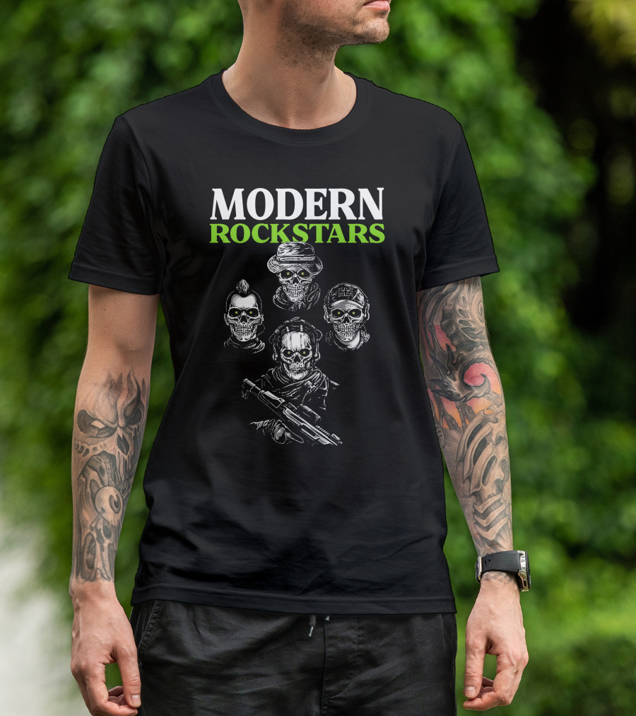 Modern Rockstars Modern Warfare 2 Skulls Holding Guns T-Shirt