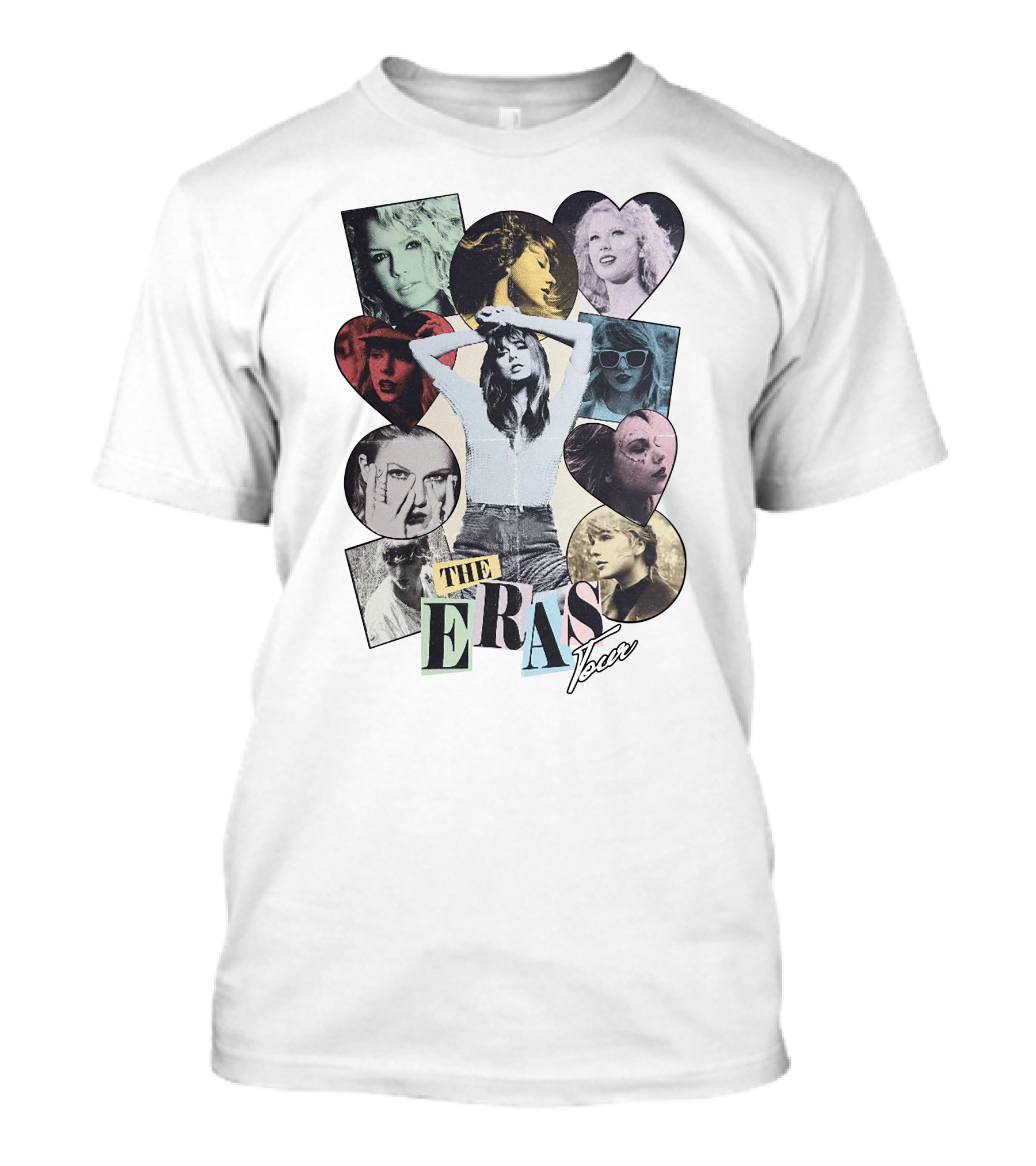 The Eras Tour Taylor Swift Collage With Heart And Square Photos T-Shirt