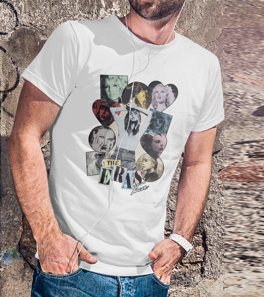 The Eras Tour Taylor Swift Collage With Heart And Square Photos T-Shirt