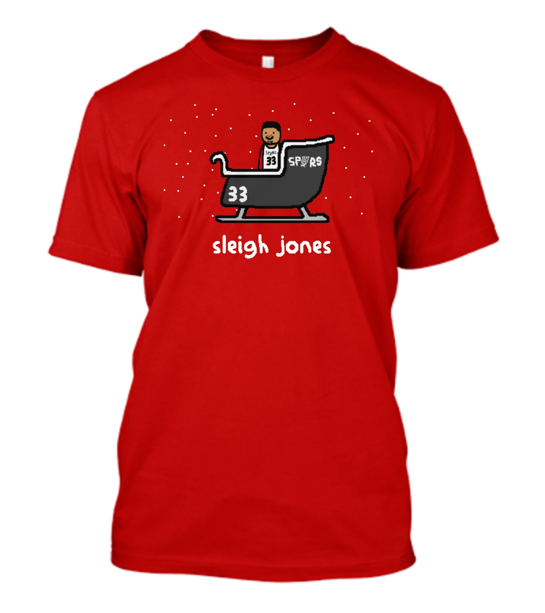 Sleigh Jones Spurs 33 Holiday Merch NBA Paint T-Shirt