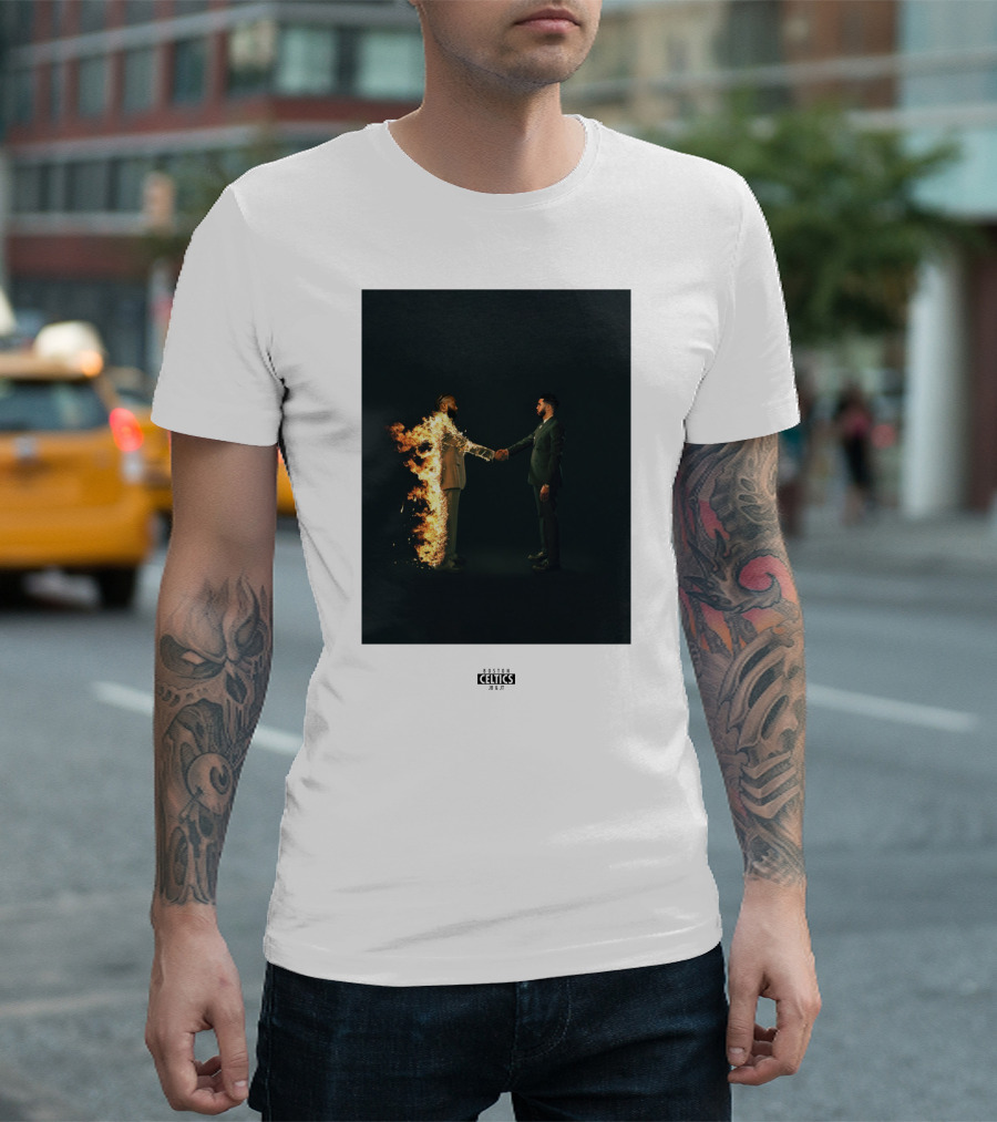 Boston Celtics 18/19 Jayson Tatum Jaylen Brown Handshake Fire T-Shirt