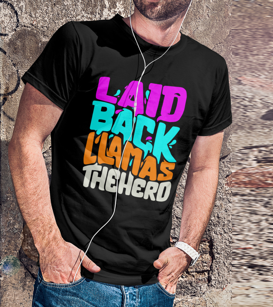Laid Back Llamas The Herd Vibrant Typography T-Shirt