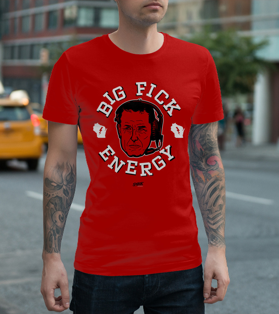 Big Fick Energy Smack Apparel Headset Illustration on Red T-Shirt