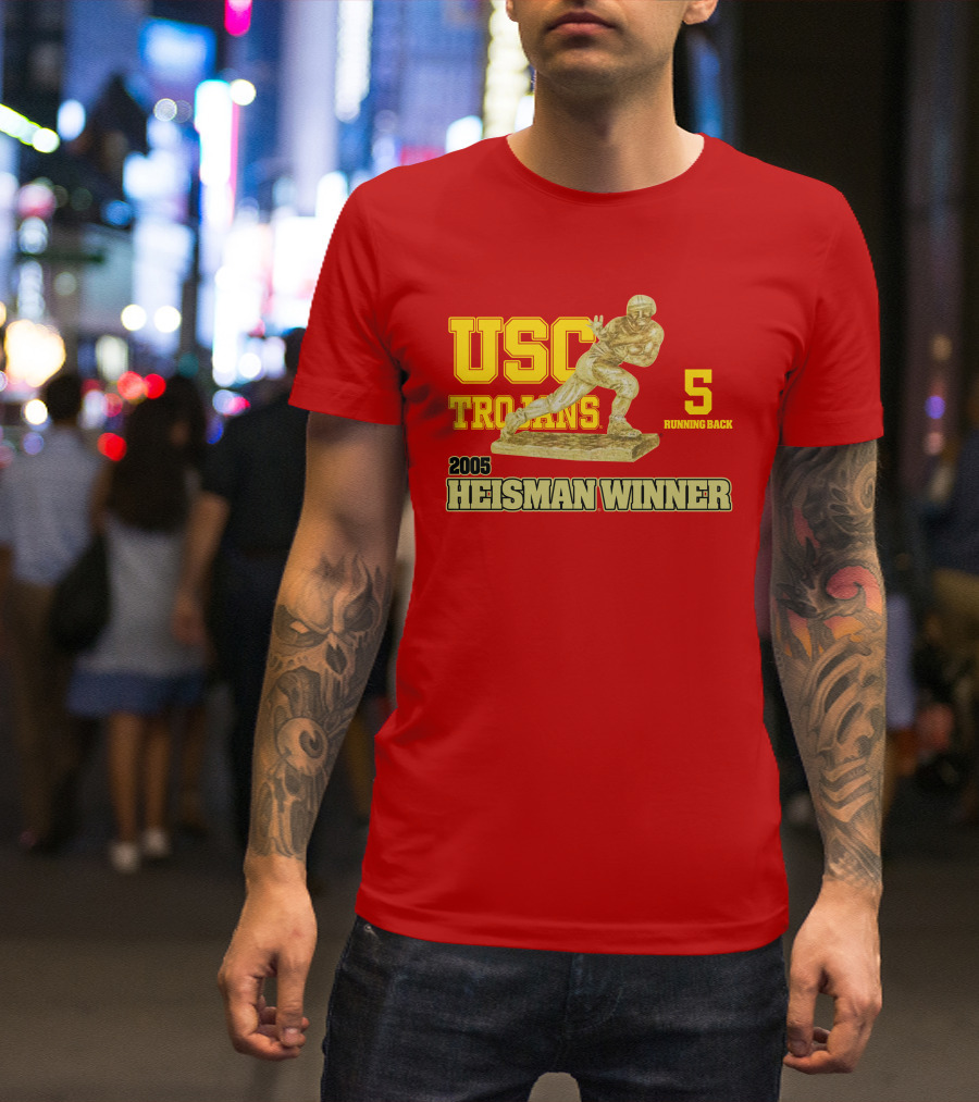 USC Trojans 5 Running Back 2005 Heisman Winner Football Achievement T-Shirt
