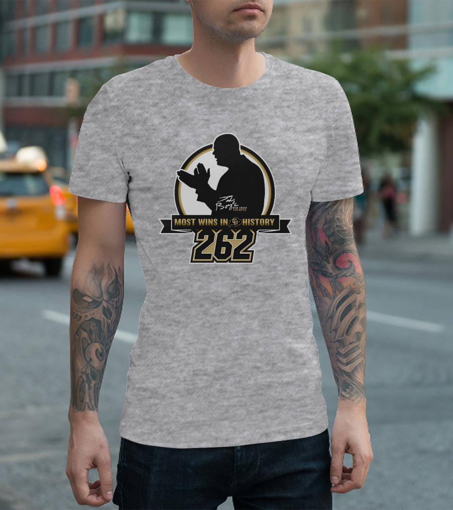 Most Wins in CU History 262 Coach Tad Boyle T-Shirt