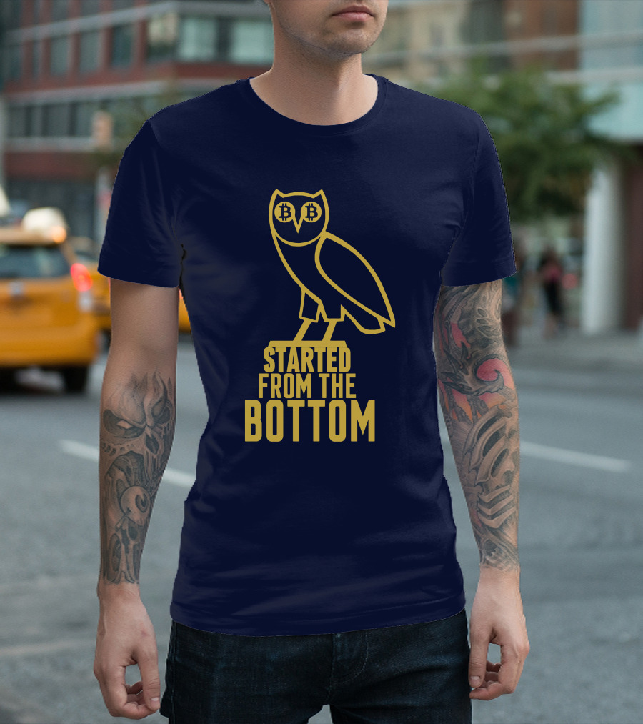 Mr Hodl Bitcoin Started From The Bottom Owl Bitcoin Eyes T-Shirt