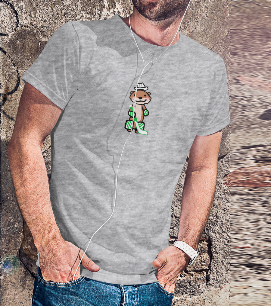 Otter Cowboy With Hockey Stick T-Shirt