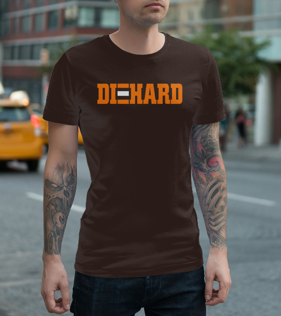 Yvette Diehard Equal Symbol Text in Bold Orange Font T-Shirt