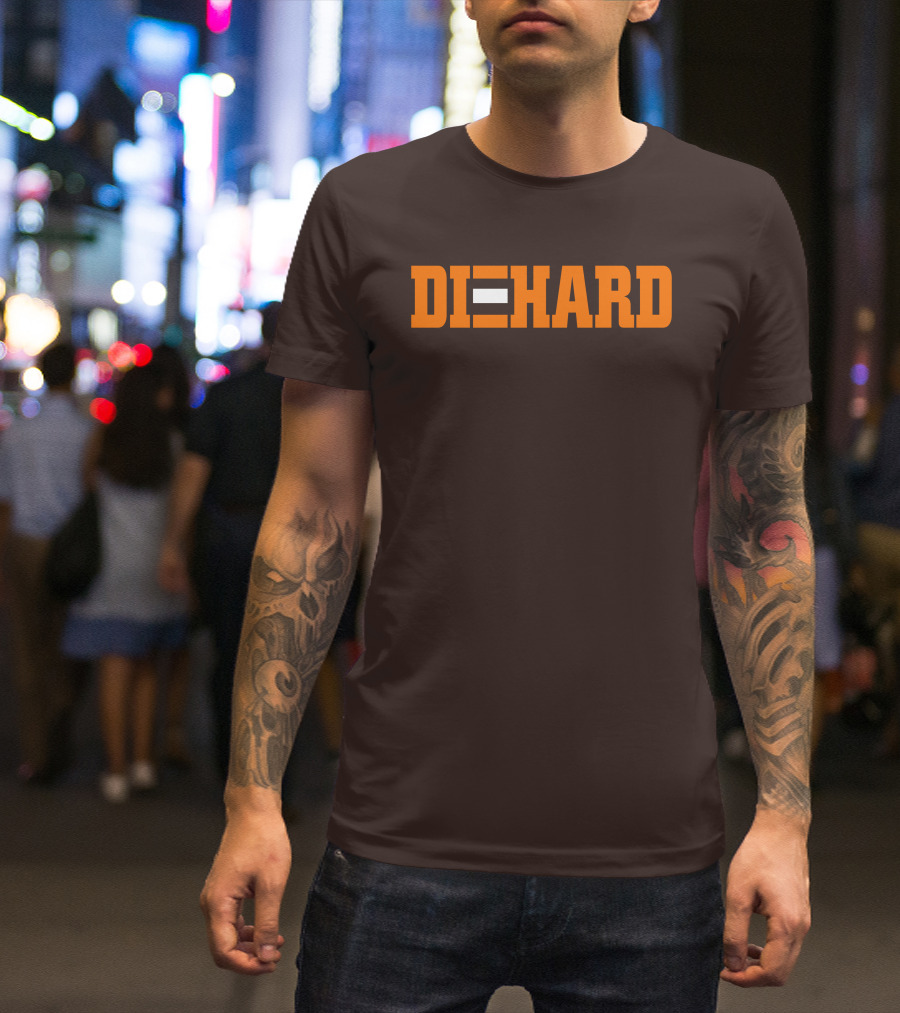Yvette Diehard Equal Symbol Text In Bold Orange Font T-Shirt