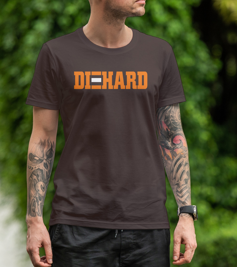 Yvette Diehard Equal Symbol Text In Bold Orange Font T-Shirt