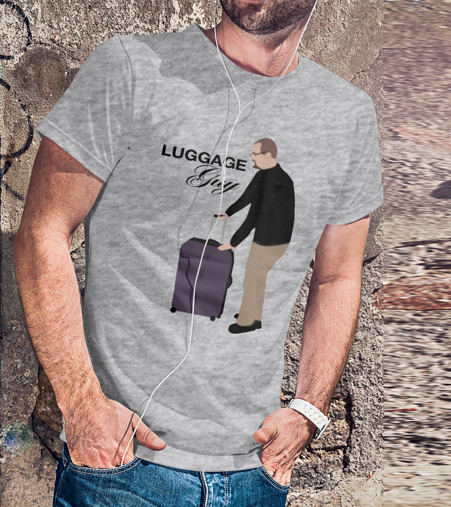 Luggage Guy Barstool Icon With Rolling Suitcase T-Shirt