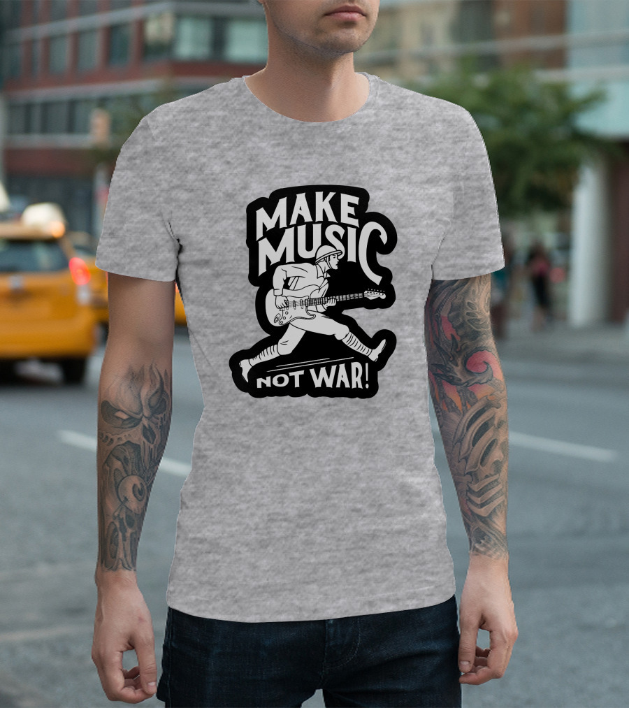Make Music Not War Mattpinfield Vintage Soldier Guitar T-Shirt