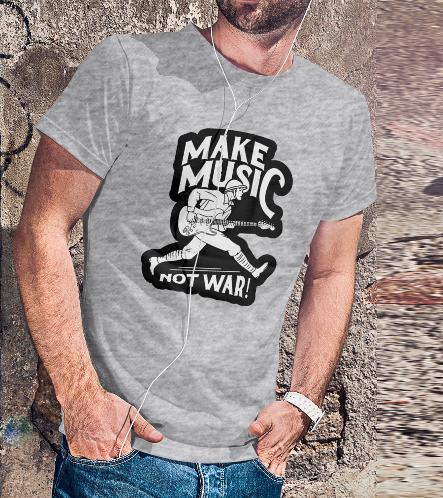 Matt Pinfield Make Music Not War Guitar Soldier Iconic Message T-Shirt