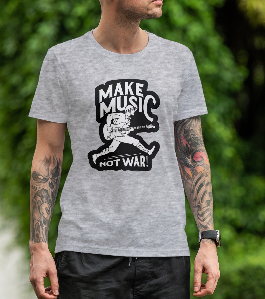 Matt Pinfield Make Music Not War Guitar Soldier Iconic Message T-Shirt