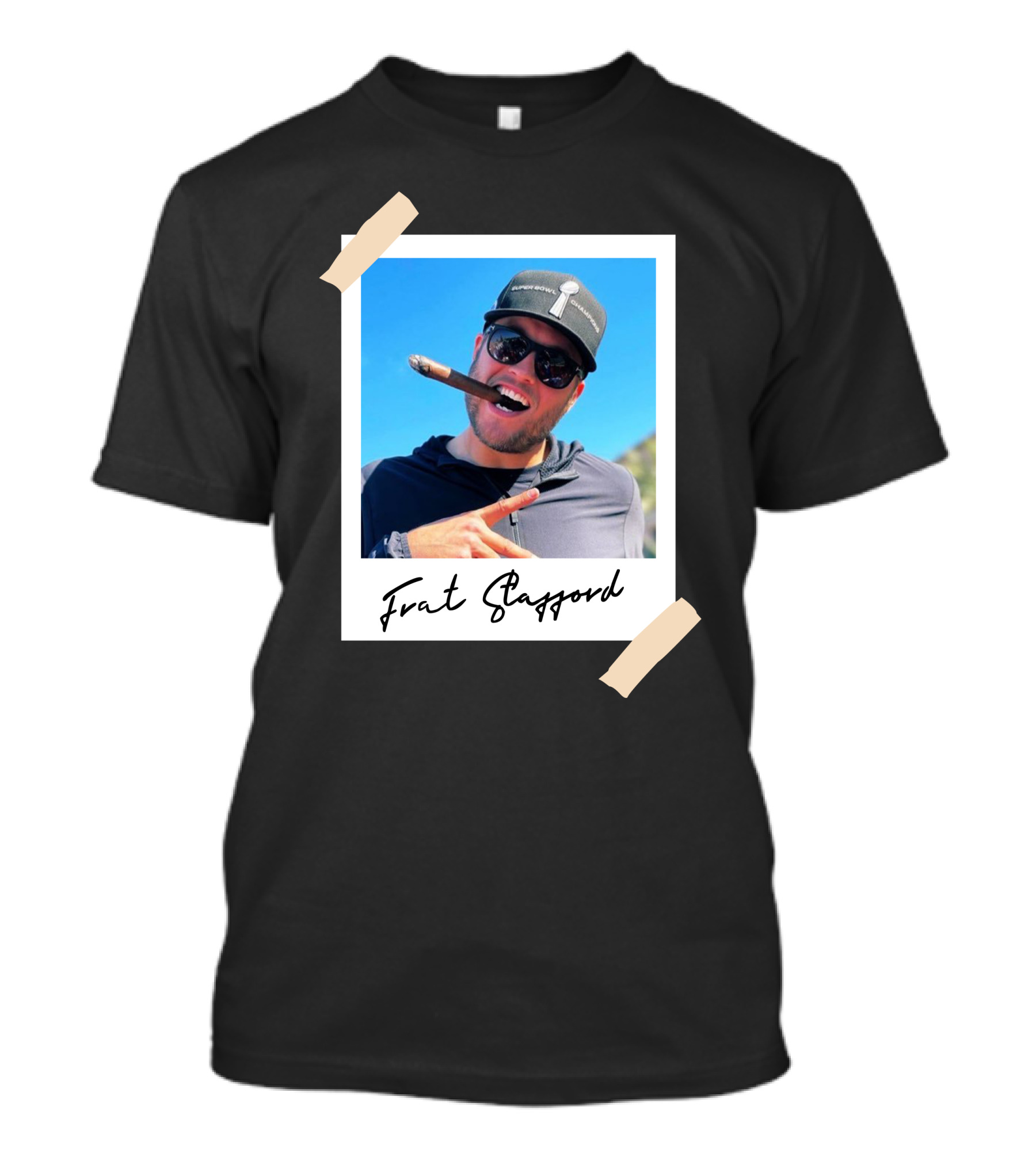 Frat Stafford Cigar Photo Wearing Hat T-Shirt