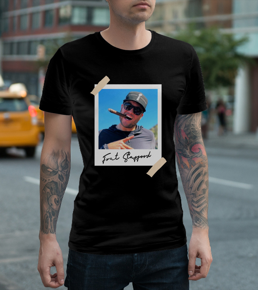 Frat Stafford Cigar Photo Wearing Hat T-Shirt