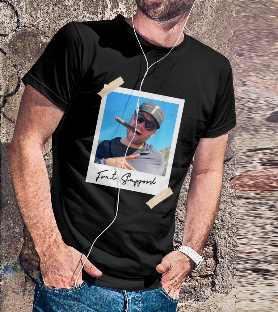 Frat Stafford Cigar Photo Wearing Hat T-Shirt