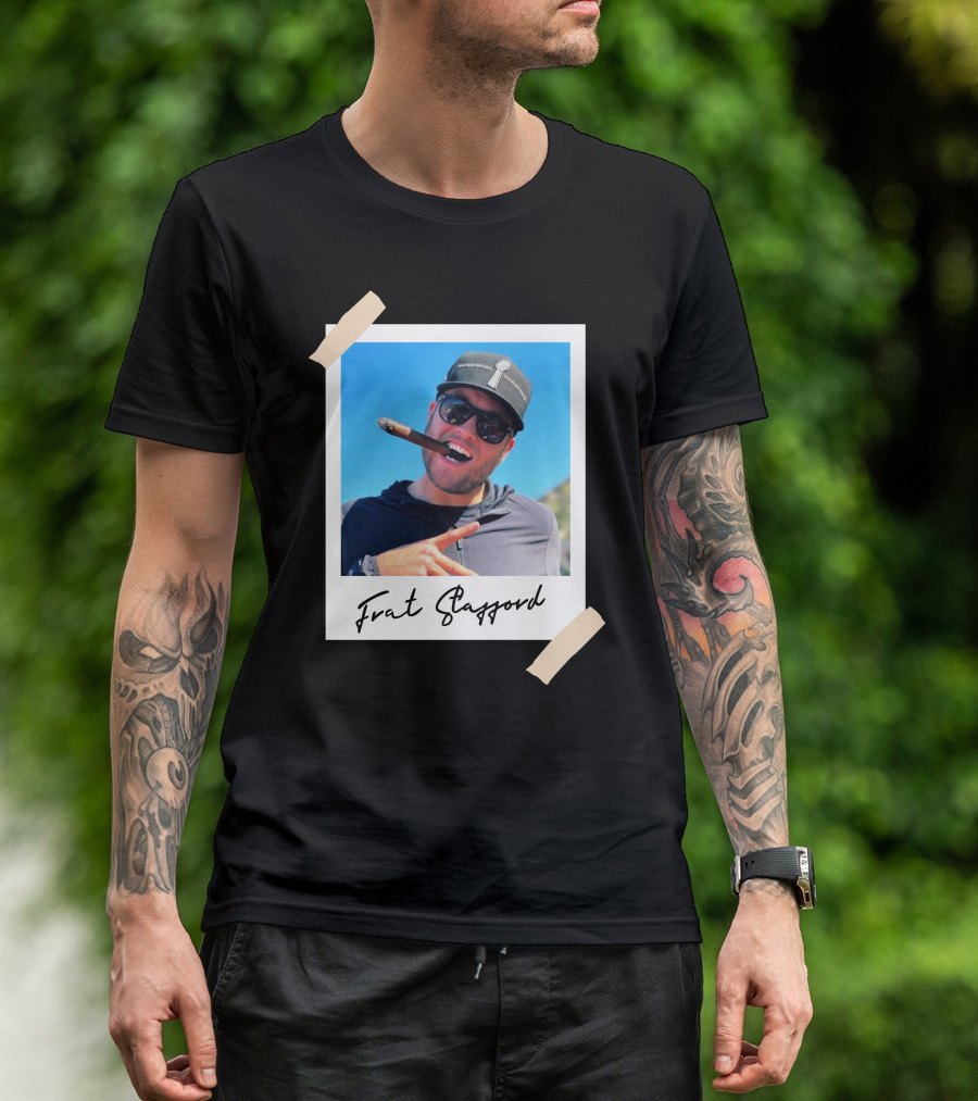 Frat Stafford Cigar Photo Wearing Hat T-Shirt