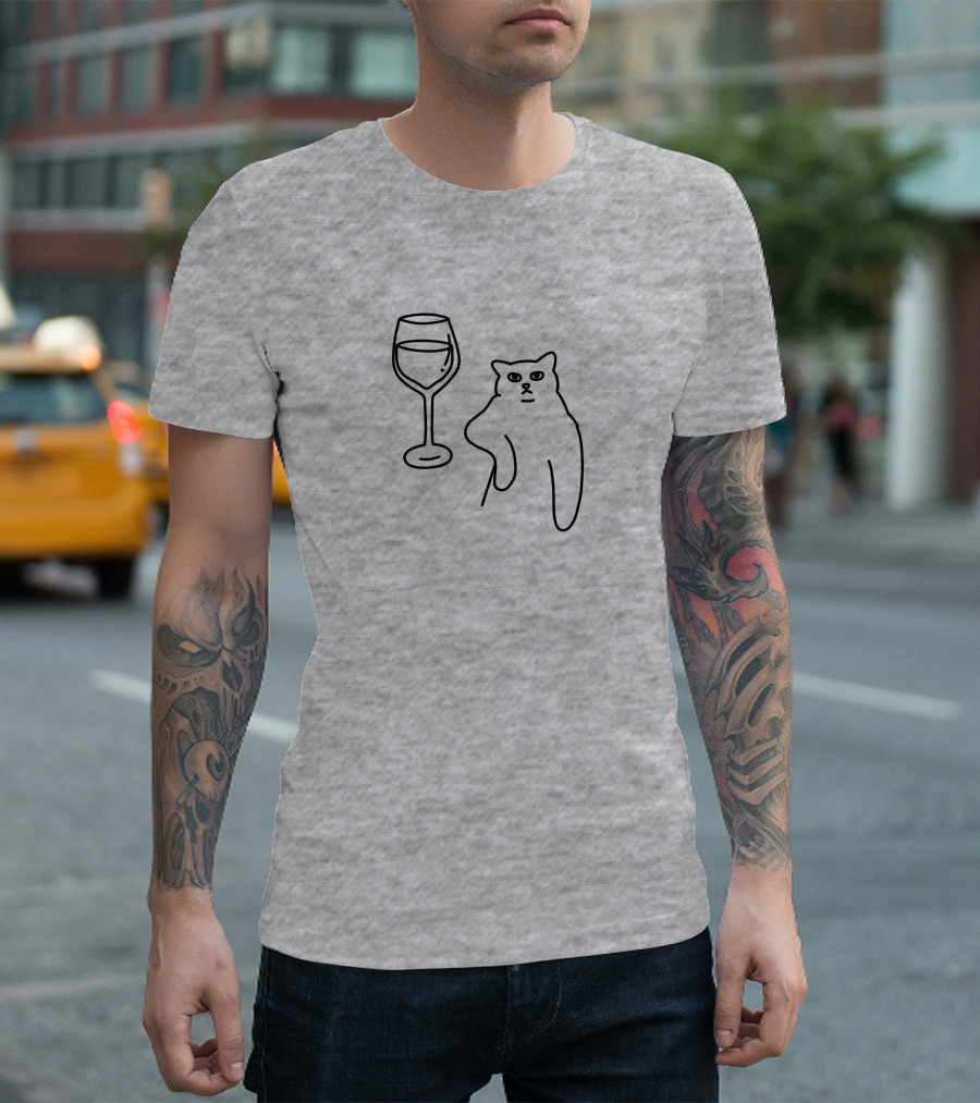Chat De Vin Wine Glass Cat T-Shirt