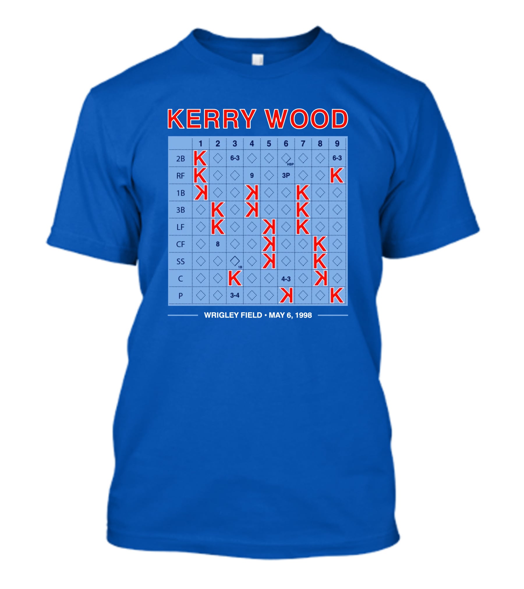 Kerry Wood Wrigley Field 20 Strikeouts May 6 1998 Scorecard T-Shirt