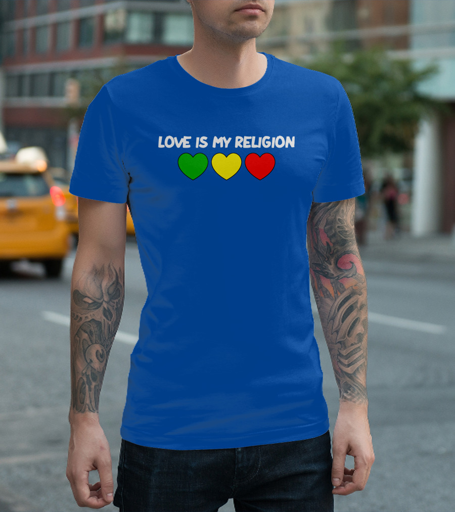 Love Is My Religion Ziggy Marley Merch Green Yellow Red Hearts T-Shirt