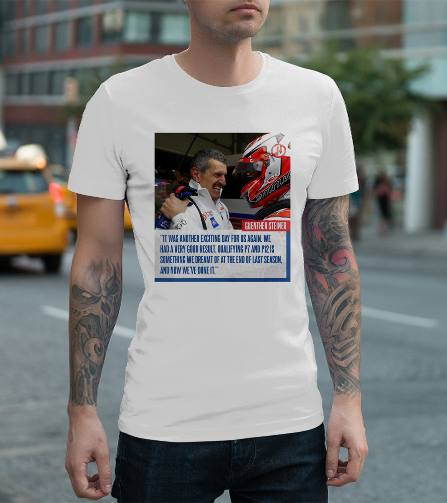 Guenther Steiner Haas F1 Bahrain GP Qualifying P7 P12 Achievement T-Shirt