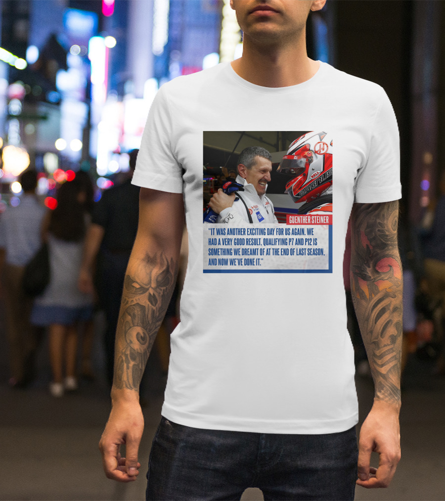 Guenther Steiner Haas F1 Bahrain GP Qualifying P7 P12 Achievement T-Shirt